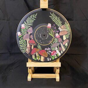 Hand painted Record - Mushrooms and Thistles  -1of1-  by BadAsh -Unique Decor
